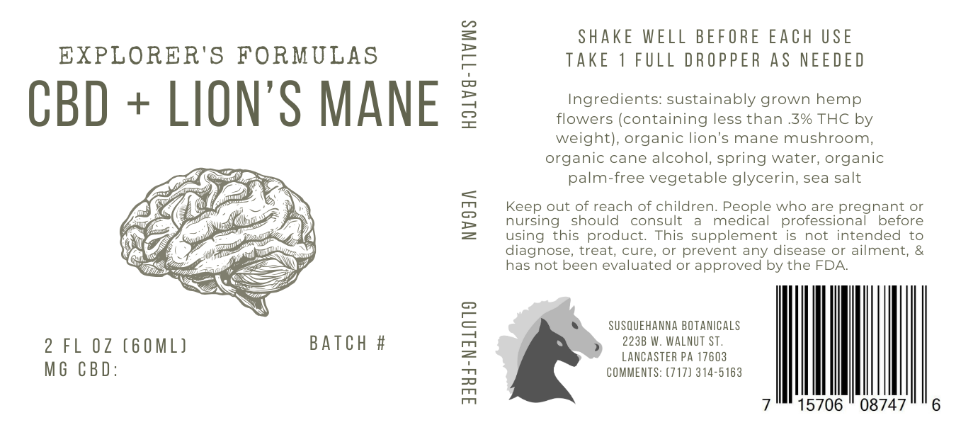 CBD + Lion's Mane Tincture - Explorer's Formulas