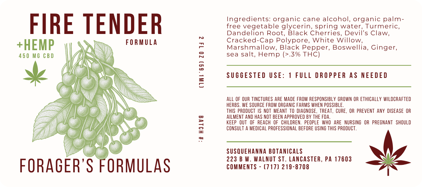 Fire Tender +Hemp | Forager's Formulas | CBD & Herbal Tincture Blend