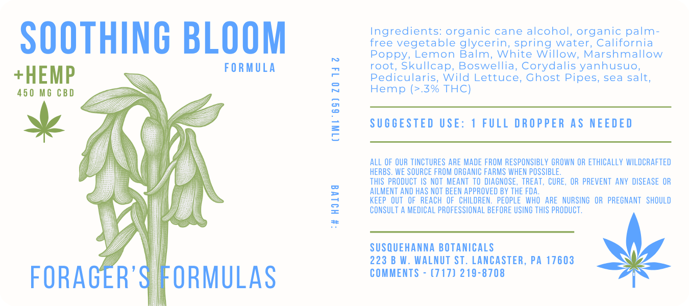 Soothing Bloom +Hemp | Forager's Formulas | CBD & Herbal Tincture Blend
